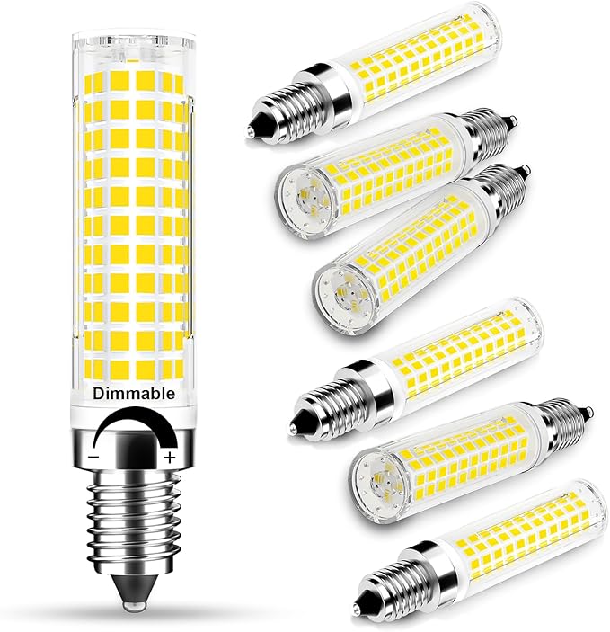 TAIYALOO Dimmable E12 LED Candelabra Bulb 100W Equivalent, Daylight White 6000K, 1000 Lumen T6 E12 10W LED Chandelier Light Bulbs for Ceiling Fan Pendant Lighting Salt Lamp, 6 Pack