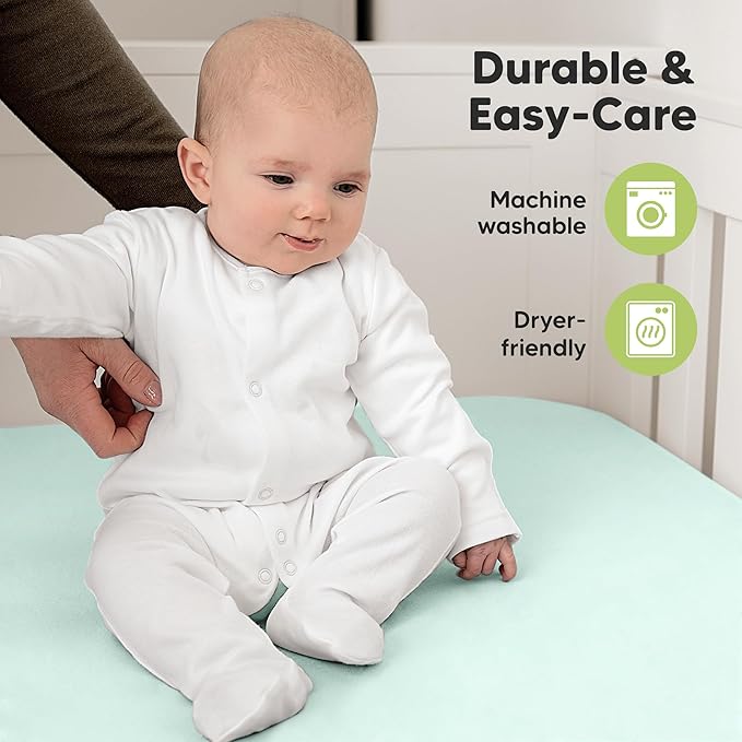 KeaBabies 2-Pack Organic Crib Sheets for Boys, Girls - 52x28 Fitted Crib Mattress Sheet Neutral, Breathable Jersey Cotton Cover for Baby Bed, Toddler Mattress, Soft & Cute Prints (Beach Day)