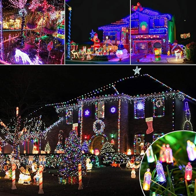 LYHOPE Battery Christmas Lights, 2Pack Total 66ft 200 LED Christmas Lights Waterproof 8 Modes Battery Operated String Light for Outdoor & Indoor, Xmas Tree, Wreaths, Holiday Decoration (Multicolor)