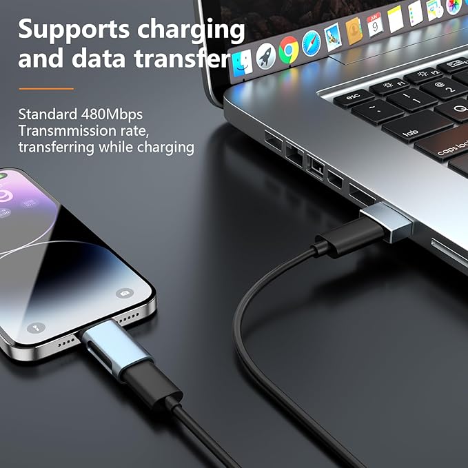 Lig-htn-ing to USB-C Adapter, Lig-htn-ing Female to USB-C Male Adapter, Suitable for Phone 15/Plus/Pro/Max, Pad, and Other C-Type Devices, Does not Support Headphone and OTG Functions