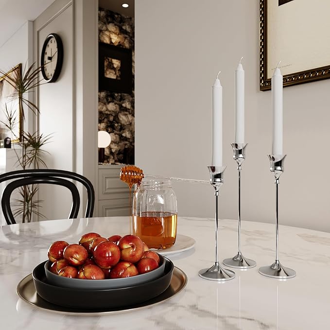 Candlestick Holders Silver, 1 Pack Taper Candle Holder for Candlesticks, Candle Sticks Holder Decor for Home Decor