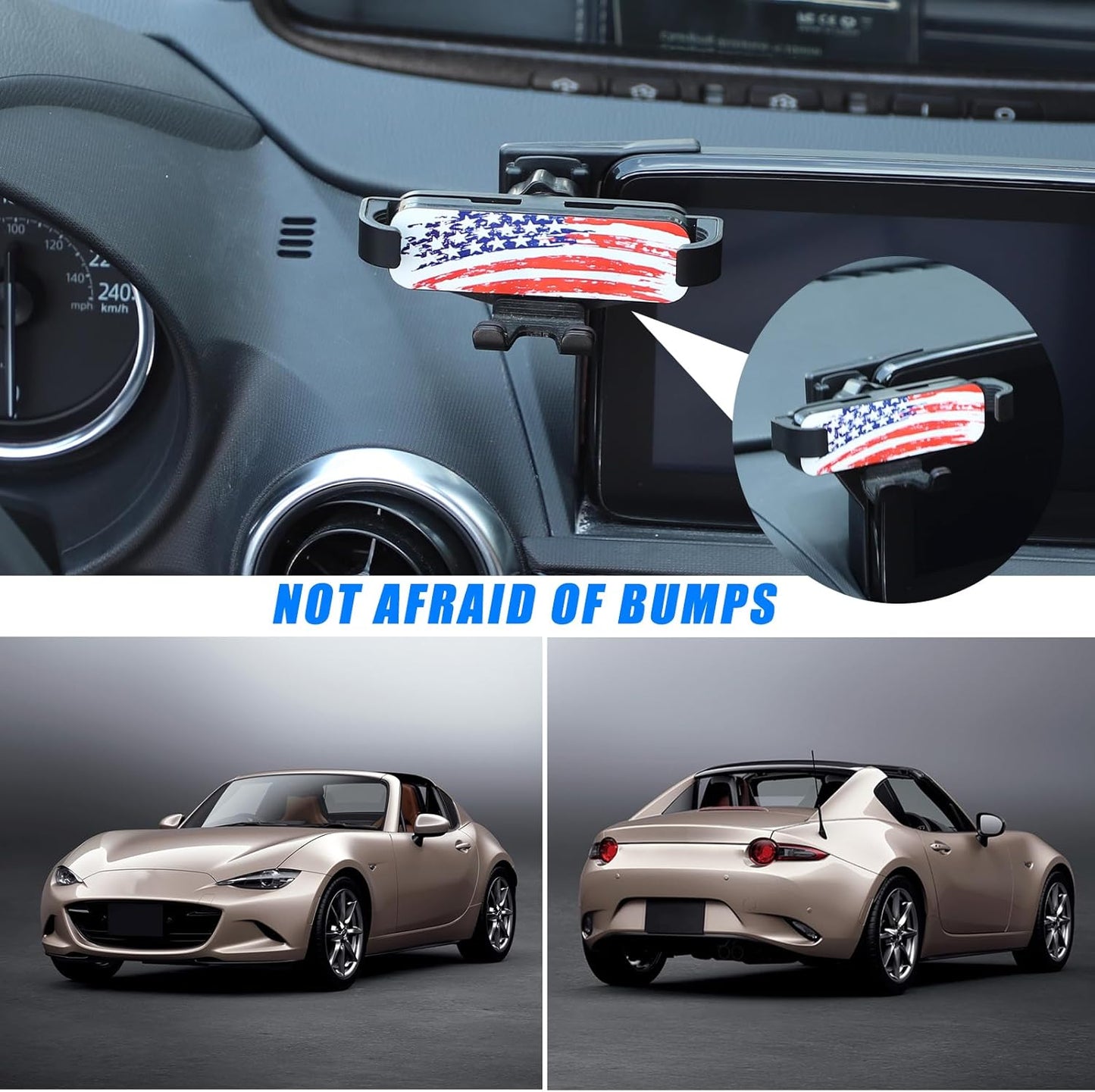 HAPPYHORSE Car Phone Mount for Mazda MX-5 2016-2023, Central Control Navigation Cell Phone Holder