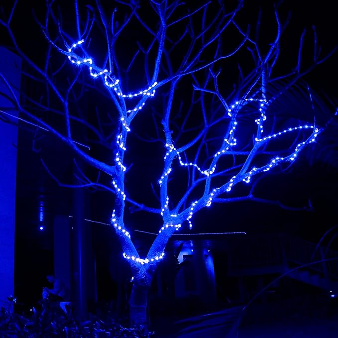 Blue Rope Lights, 16.4ft Waterproofe Flexible LED Strip Light, Indoor Outdoor Decorative Lighting for Home Christmas Holiday Garden Patio Party