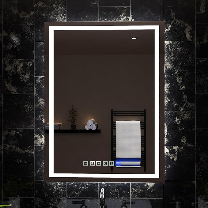 Bathroom Vanity LED Mirror for Wall with Anti Fog, Dimmable Touch Button, Adjustable Color Temperature, Memory Function 30"x40" by Fab Glass and Mirror