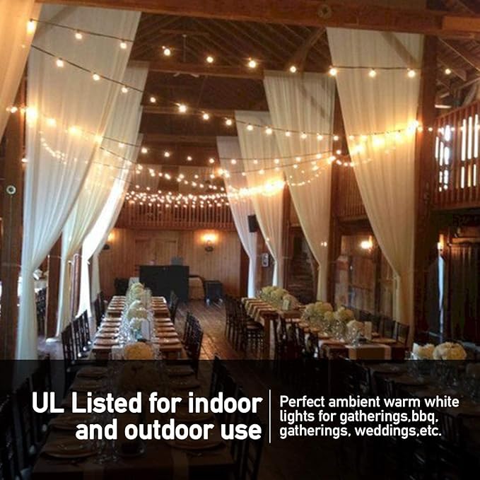 Banord 102FT Outdoor String Lights, Waterproof Patio Lights with 35 Shatterproof LED Bulb Hanging Light String, Black String Light Vintage Party Lights for Garden, Backyard, Porch, Cafe, Deck, Wedding