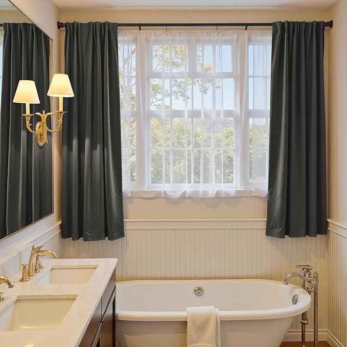 Lazzzy Velvet Blackout Curtains Thermal Insulated Room Window Drapes Super Soft Luxury Curtains for Living Room Bedroom Rod Pocket 2 Panels, Grey, 42" W x 72" L