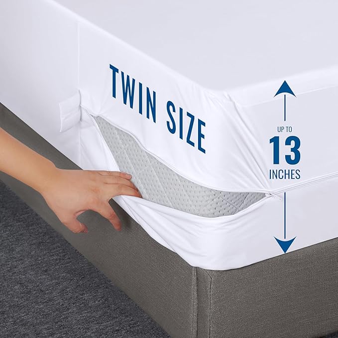 Utopia Bedding Zippered Mattress Encasement Twin Size (Pack of 2), 100% Waterproof, Dust Mite and Bed Bug Proof Mattress Protector, Absorbent 6-Sided Mattress Cover