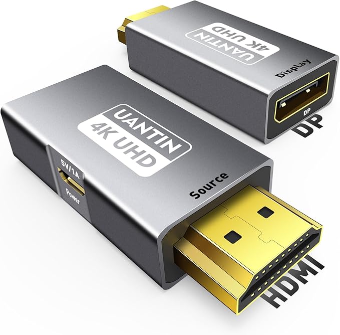 HDMI to DisplayPort Adapter (4K 60Hz,1080p 120Hz) Uni-Directional Only, HDMI (Source) to DP (Display) Converter Male to Female for Laptop,AMD,NVIDIA,PS5,Xbox and More - 1 Pack