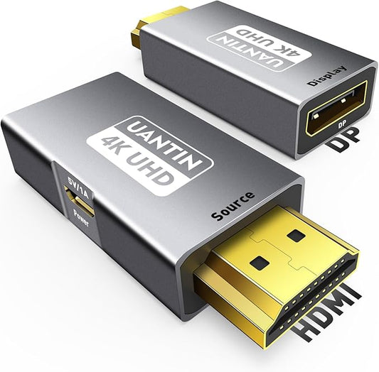 HDMI to DisplayPort Adapter (4K 60Hz,1080p 120Hz) Uni-Directional Only, HDMI (Source) to DP (Display) Converter Male to Female for Laptop,AMD,NVIDIA,PS5,Xbox and More - 1 Pack
