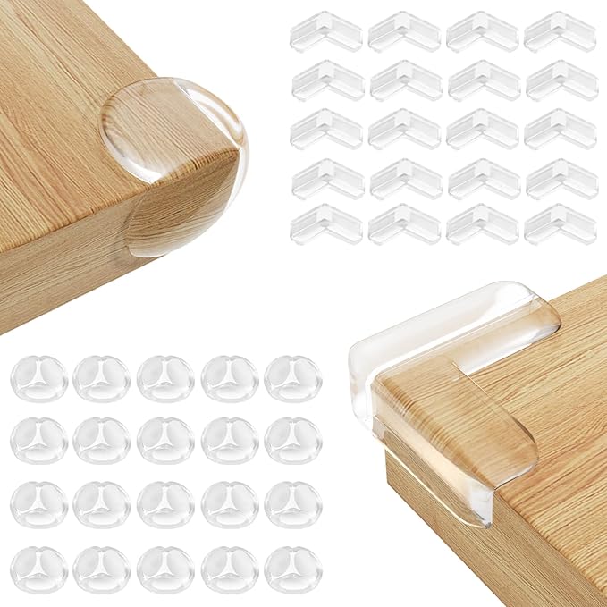 40 Pack Corner Protector Baby, 2 Shapes Baby Proof Corners and Edges, Clear Table Corner Covers Baby, Baby Corner Protector Guards, Corner Guards for Table Edges & Sharp Corners