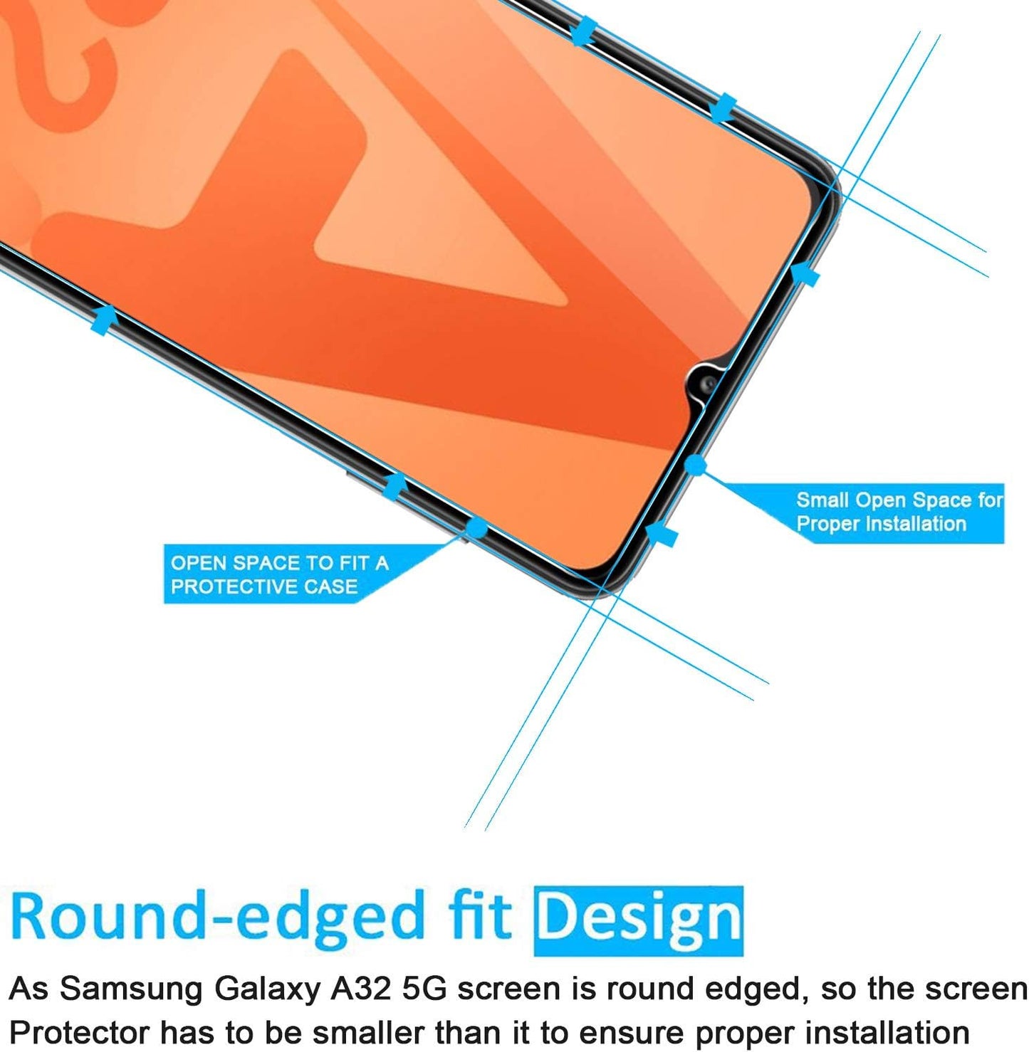 NEW'C 3 Pack Tempered Glass Screen Protector for Samsung Galaxy A32 5G - Case Friendly, Anti-Scratch, Bubble Free,