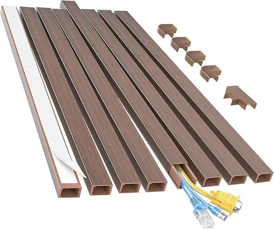 Yecaye Cord Hider, 113in Medium Cord Covers for Wires on Wall, Cord Organizer for 2-3 Wires, Easy Install Cable Management Kit, TV Cable Hider for Home Office, W0.95in H0.55in, Cherry