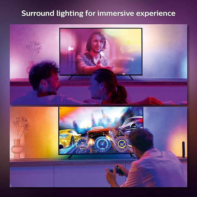 Philips Hue Play Gradient 65" Smart TV Light Strip, Flowing Color-Changing LED Strip Lights, Multicolour TV Backlight Sync with Music and Gaming, Requires Bridge & Sync Box, Control with App and Voice