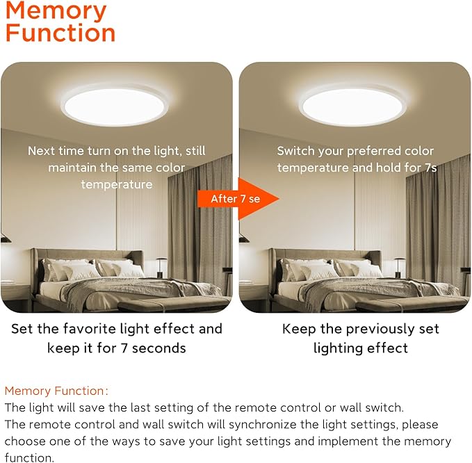 TALOYA Flush Mount Ceiling Light with Remote,3000K-6500K Adjustable,2000K Nightlight,12 Inch, Led Low Profile Ceiling Lights for Bedroom, Living Room, Kitchen, White