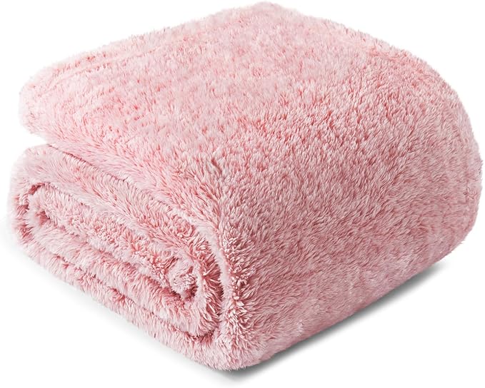 Exclusivo Mezcla Plush Fuzzy Fleece Throw Blanket Extra Large, Super Soft, Fluffy and Warm Blankets for Couch, Bed, Suitable for All Seasons (50x70 Inches, Mixed Dusty Pink)