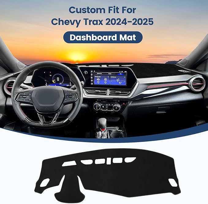 Dashboard Cover Mat Custom Fit for 2024 2025 2026 Chevy Trax Dash Cover Nonslip Dash Mat Protector Sunshade No Glare Black