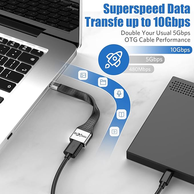 USB C to USB A OTG Adapter - Type C to USB A Male to Female Cable, 10Gbps Data Sync OTG Technology, Thunderbolt 3 to USB3.2 Female Adapter for MacBook Pro/Air and More