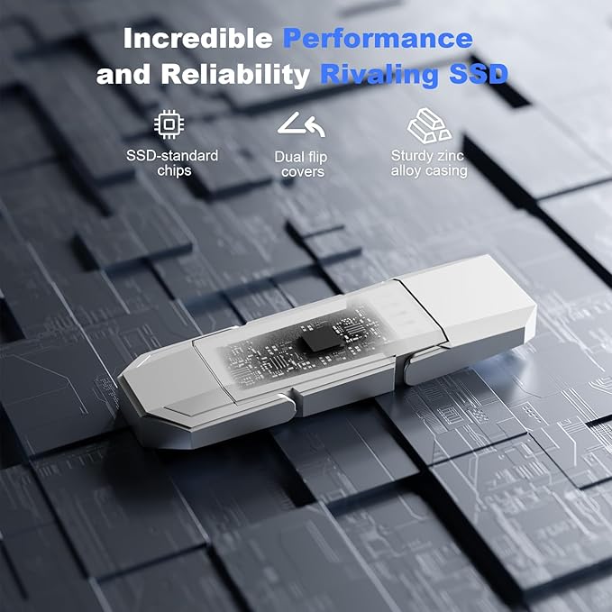 1TB External Portable SSD USB Solid State Drive Up to 500MB/s USB 3.2 Gen 2 Dual Drive Type C + USB A Solid State Thumb Drive for Phone/Android Laptops/Windows/Mac, Silver