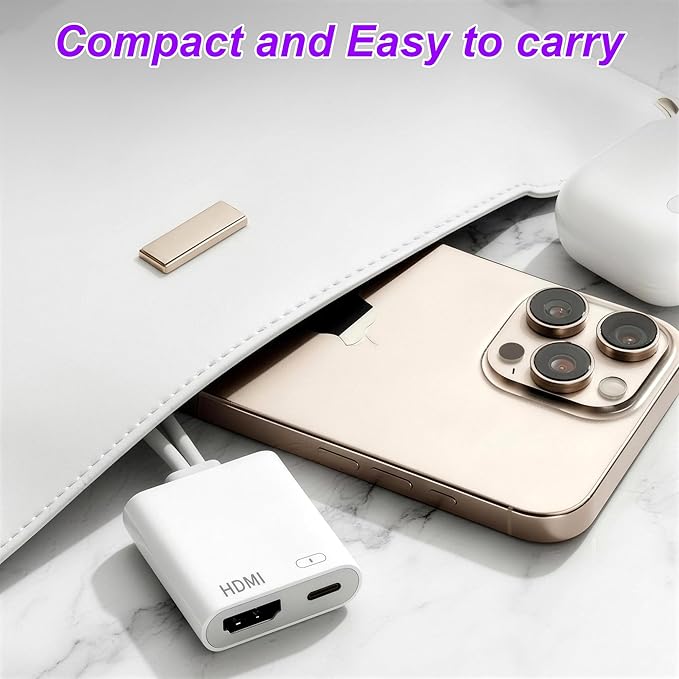 2 in 1 USB-C and Lightning to HDMI Adapter, 4K@60Hz Lightning/Type C Digital AV HDMI Adapter Cord Compatible with iPhone 17 16 15 14 13 iPad MacBook for HDTV/Projector/Monitor