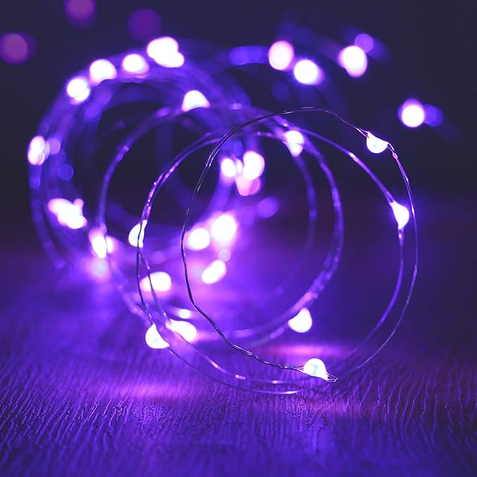 led Fairy Lights Waterproof 16.4ft String Lights Battery Operated for Wedding, Home, Garden, Party, Christmas Decoration, Purple
