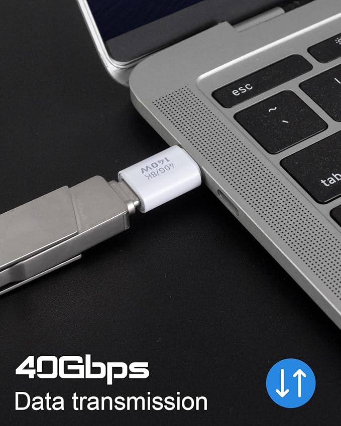 Danfetsoy 140W USB-C Male to Female Adapter, 40Gpbs USB C Male to Female Adapter Thunderbolt 3/4 Suport 8K@60HZ for iWatch, Airpods, iPad (4-Pack)