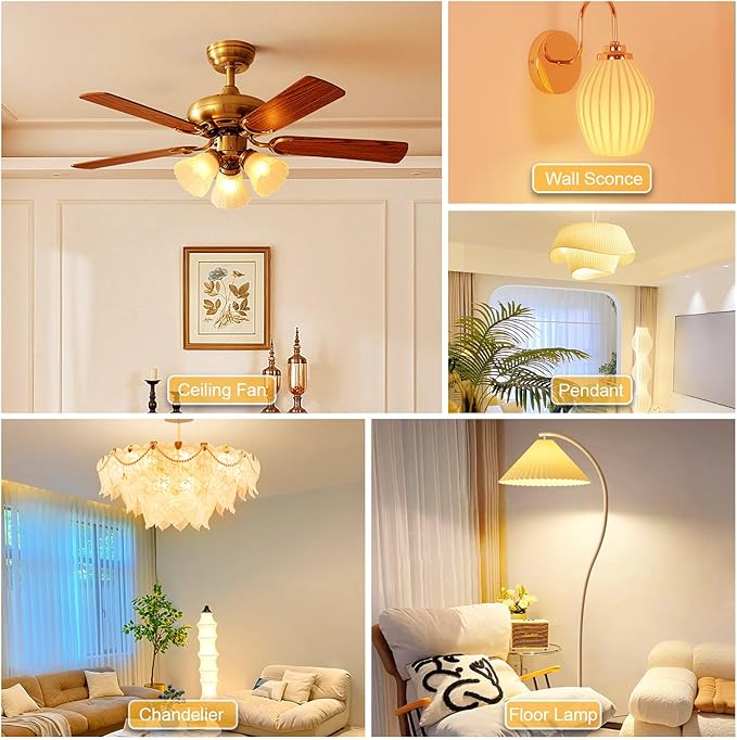 hansang E26 Appliance Light Bulb, 3000K Soft White, 60 Watt Equivalent Small Light Bulb, E26 LED Bulb for Ceiling Fan, A15 Light Bulb, 600lm 120V, CRI85+, Eye Protection, 120V, Non-Dimmable 6 Pack