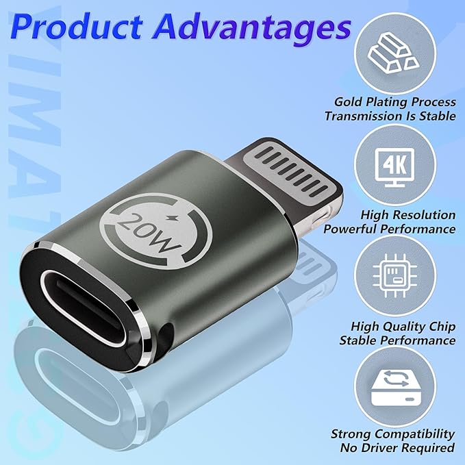 USB C to Lightning Adapter 20W PD Fast Charging Data Transfer, [2 Pack] USB C Female to Lightning Male Adapter Supports for iPhone 14/13/12/11/XS/XR, iPad/iPod/AirPods, Not for OTG(Dark Green, 2Pcs)