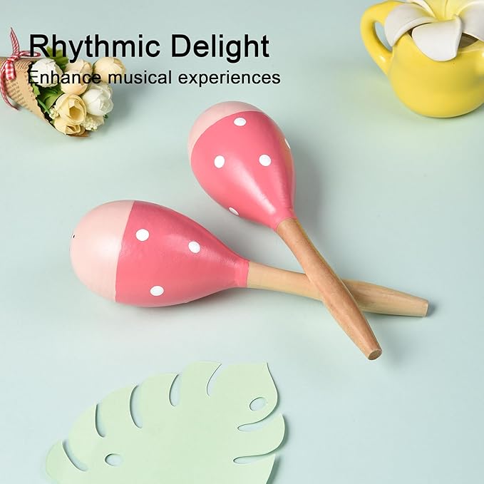 Maracas for Adults Kids Babies, Wooden Maracas Shaker Musical Instrument