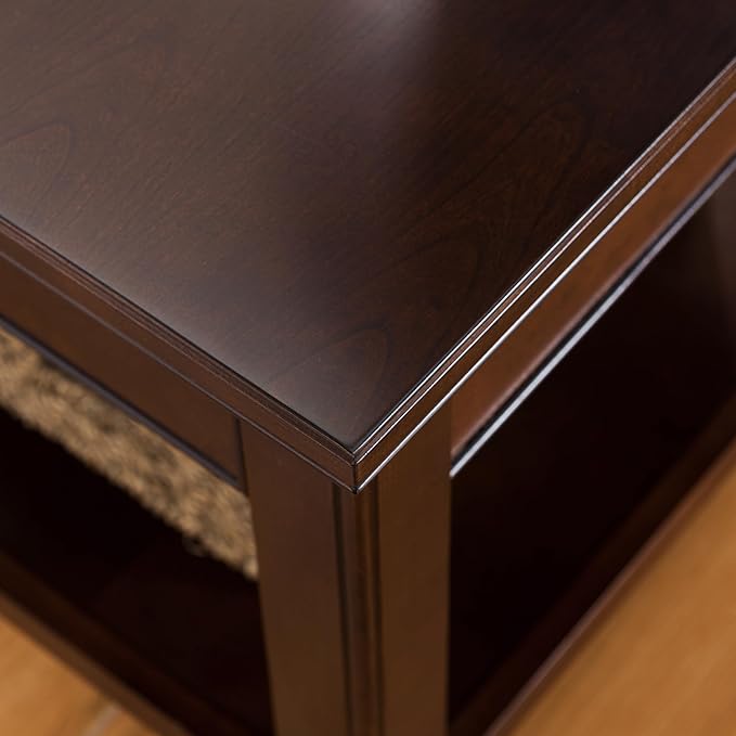 Laurent Narrow End Table, Solid Wood with Drawer and Shelf, Chocolate Cherry Brown, Perfect for Living Rooms, Bedrooms, and Small Spaces – Leick Home, 10506
