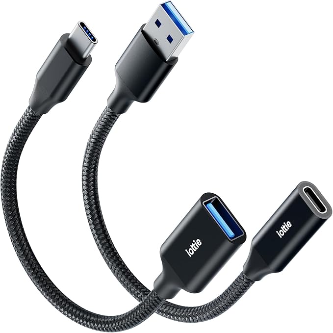 iOttie USB C to A Adapter Pack, A to C and C to A Adapter, 2 Pack of High-Speed Data Transfer Adapters with Fast Charging Support, OTG Support, and Nylon Braided Cable