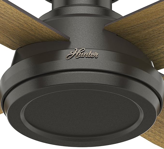 Hunter Fan Company 59249 Dempsey 52 inch Ceiling Fan with Light and Remote, Low Profile Indoor, Noble Bronze Finish