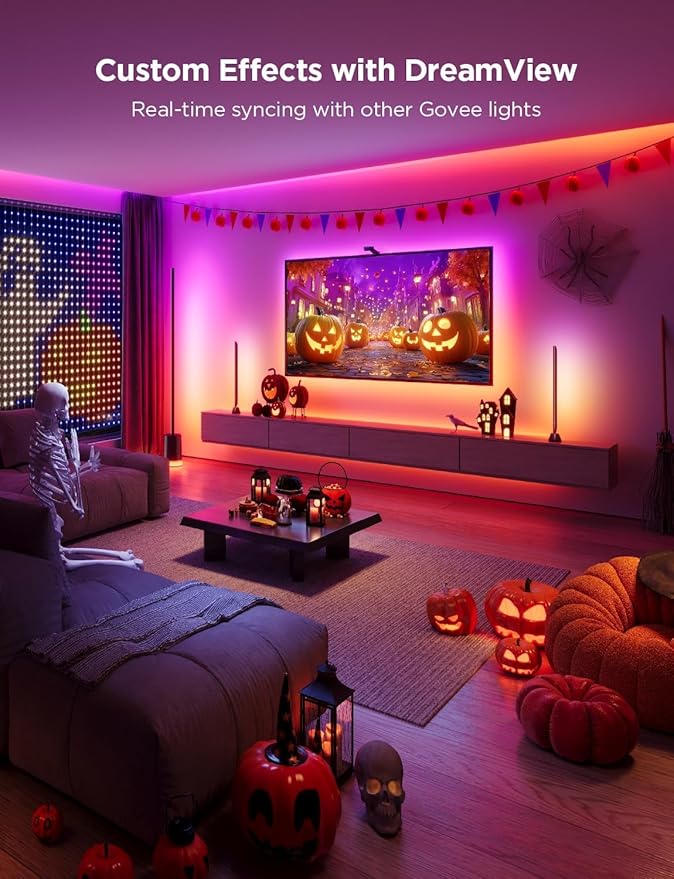 Govee Envisual TV LED Backlight T2 with Dual Cameras, 21ft RGBIC Wi-Fi LED Strip Lights for 98-100 inch TVs, Double Strip Light Beads, for Home Decorations, Smart App Control, Music Sync