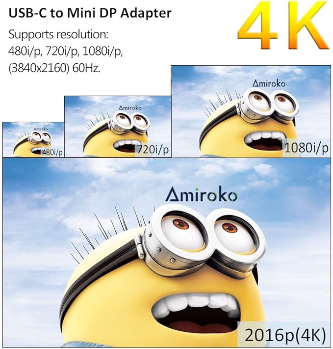 USB-C to Mini DisplayPort Adapter, USB 3.1 Type C (Thunderbolt 3) to Mini DP Adapter Support 4K, 1080P for MacBook Pro, Alienware, to LED Cinema Display/Dell Monitor etc, Gray
