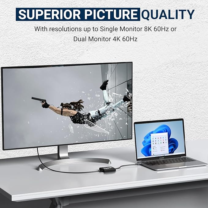 uptab USB C to Dual DisplayPort Adapter Hub, Extended Dual 4K 60Hz Display Port Multi Monitors Converter for Dell XPS 13 15, Lenovo Yoga, Sumsung HP, Chromebook, etc