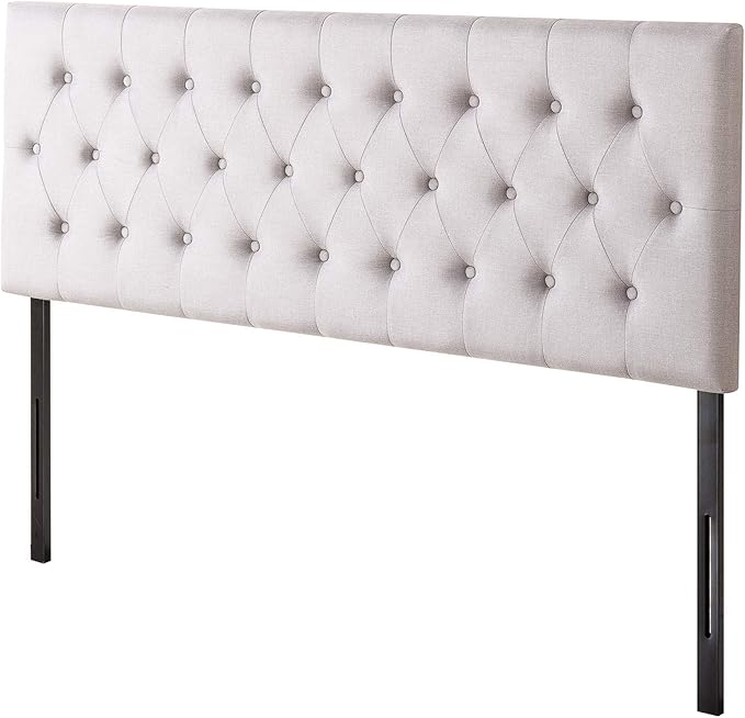 ZINUS Trina Upholstered Headboard, Button Tufted Upholstery, Adjustable Height, Easy Assembly, Light Grey, Full