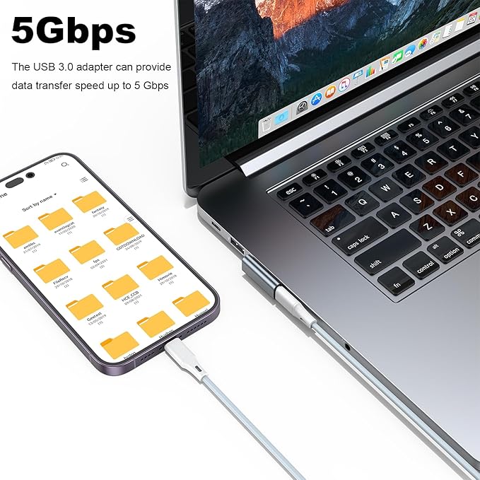 AreMe 90 Degree USB to USB C Adapter 4 Pack, Up and Down Angle, Left and Right Angle Type C Female to A Male Converter Extender for PC, Laptop, USB A Charger, Power Bank and More (Grey)