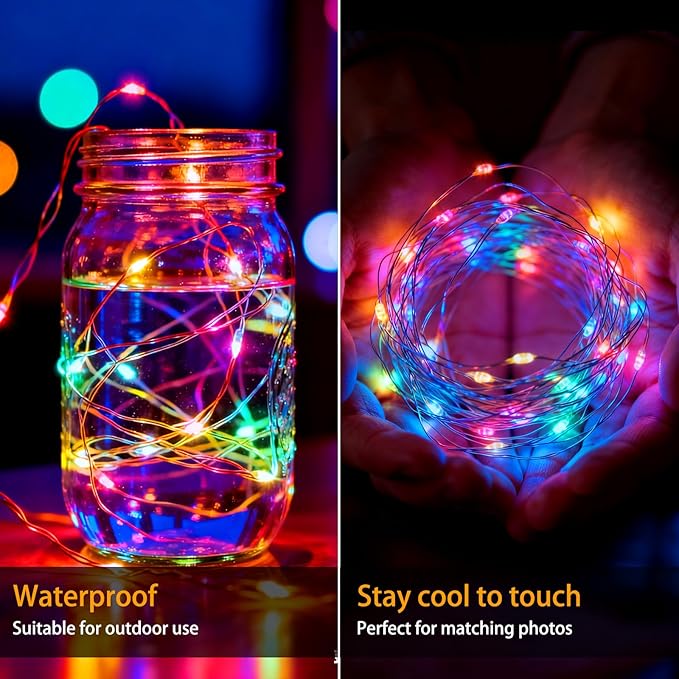 VOOKRY Fairy Lights Battery Operated Mini Starry String Lights, 12 Pack 30 LEDs 10 ft Silvery Copper Wire Lights Multicolor, Works for DIY Wedding Centerpiece, Party, Table, Christmas Decorations
