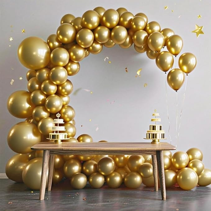 140pcs Metallic Gold Round Balloons Different Sizes 18 12 10 5 Inch Latex Balloons for Arch Decoration Party Balloon Kit for Graduation Birthday Party Wedding Balloon Baby Shower Decoration