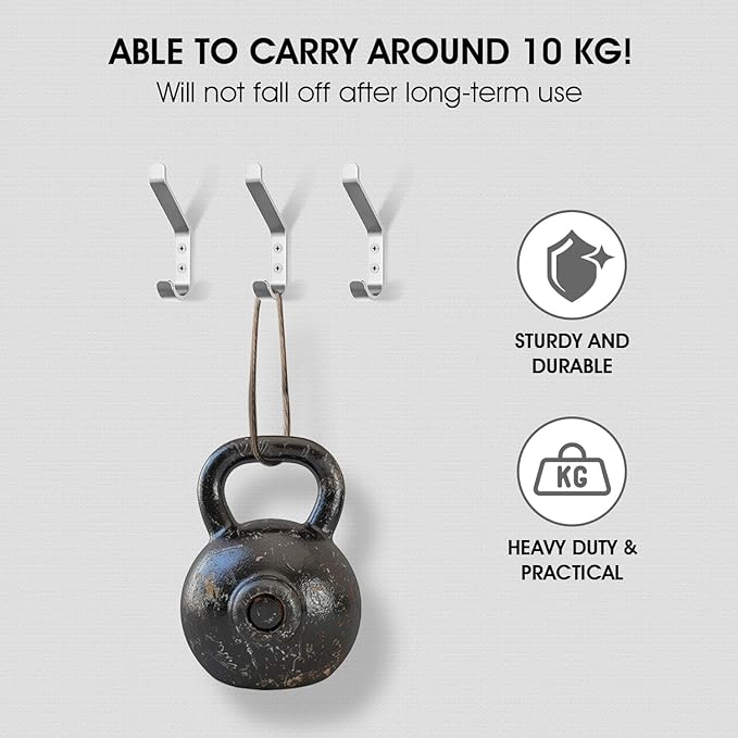 GlazieVault Coat Hook– Door Hook (10 Pack) - Heavy Duty Wall Mounted - Premium Design Rust Free Hooks