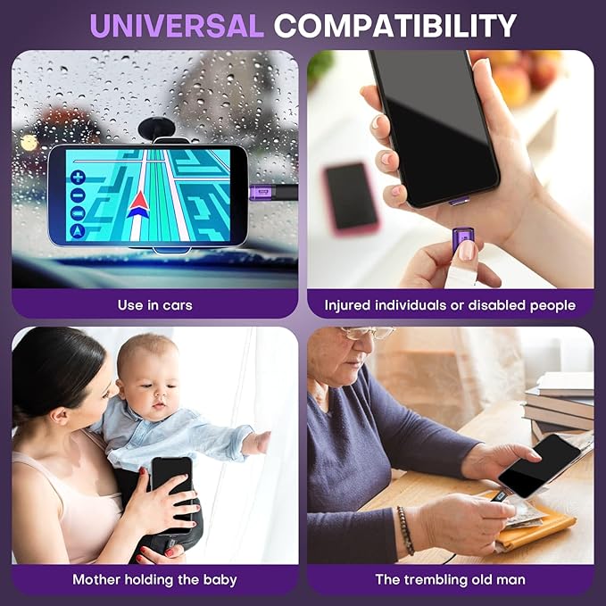 USB C Magnetic Adapter 2 Pack Straight Adapter USB 4.0 24 PIN 40Gbps PD 240W Phone OTG Detachable & Extender 8K 60Hz Video for iPhone17/16/15, Thunderbolt 3/4, MacBook, PS5 PSVR2(Purple)