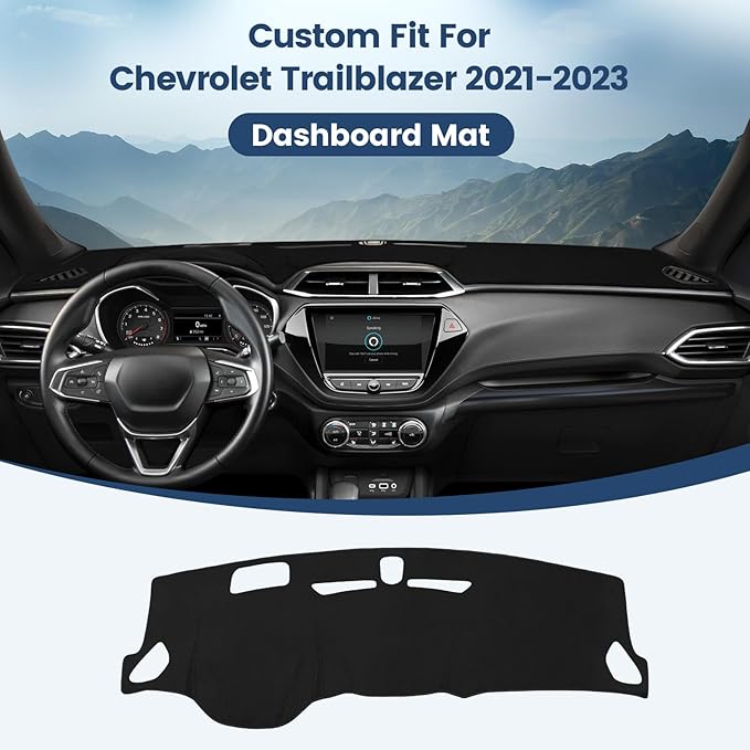 Dashboard Cover Mat Custom Fit for Chevrolet Trailblazer 2021 2022 2023 Accessories with HUD Dash Cover Nonslip Dash Mat Protector Sunshade No Glare Black