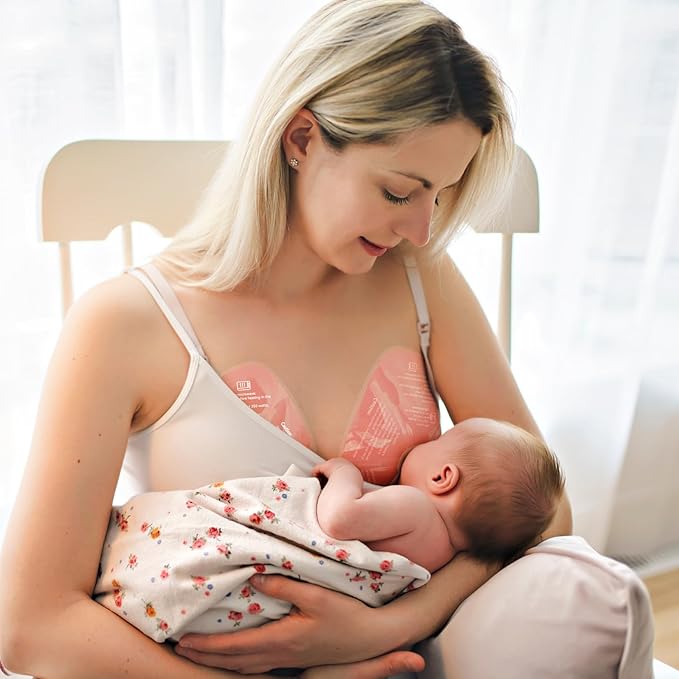 Momcozy Larger Breast Therapy Packs, Hot and Cold Breast Pads with 2 Soft Covers, Breastfeeding Essentials，2 Pack，Pink