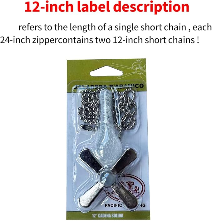 Ceiling Fan Pull Chain, 2pcs 3mm Diameter Beaded Ball Fan Pull Chain , 13.6 Inches Fan Pulls Set with Connector（Nickel ）