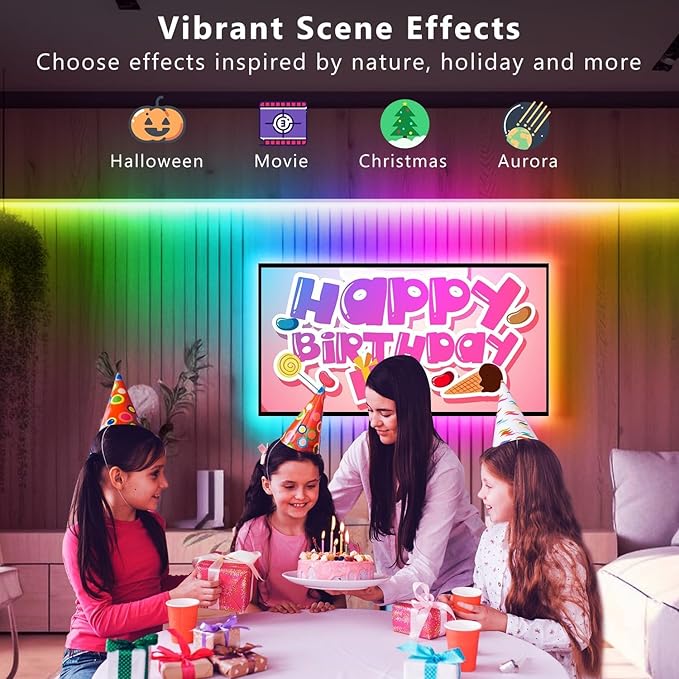 GUPUP 16.4 FT Smart RGB IC RGB LED Strip Lights for Bedroom, 5050 LED Lights for Room, DIY Multiple Colors on One Line, Color Changing Strip Lighting Music Sync, Halloween, Christmas