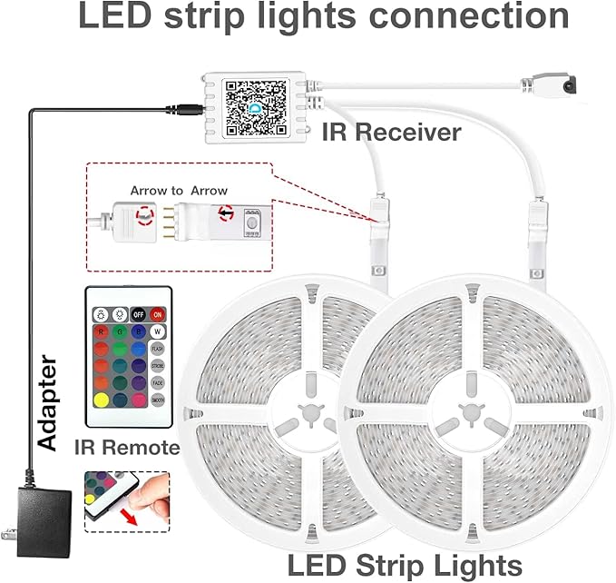 DAYBETTER LED Strip Lights 200ft (2 Rolls of 100ft), Color Changing Lights Strip for Bedroom, Desk, Indoor, Room Bedroom, Girl Boy Brithday Gifts RGB Decor with Remote and 24V Power Supply