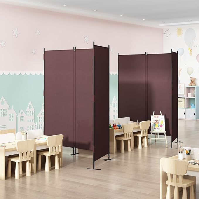 Room Divider Panel 6Ft Privacy Screen Wall Divider JAXPETY Folding Portable Partition Wall 88" W x 73" H Dividers for Room Separation Indoor, Brown