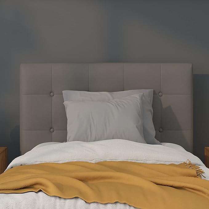 Flash Furniture Lennox Tufted Upholstered Twin Size Headboard in Gray Vinyl