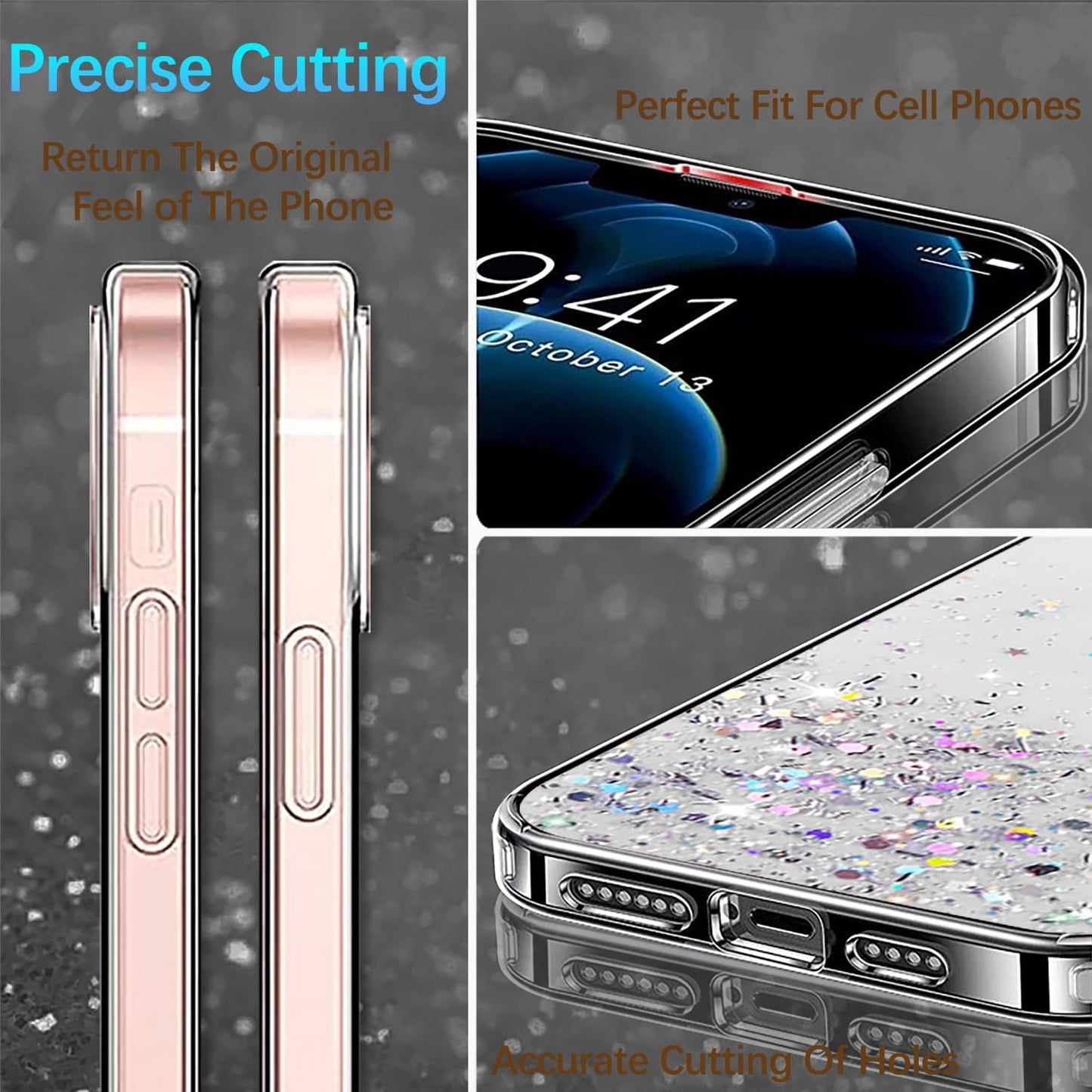 Honor 90 Case - Glitter Clear Pink, Soft TPU Silicone, Shockproof Protective Slim Cover for Women & Girls.
