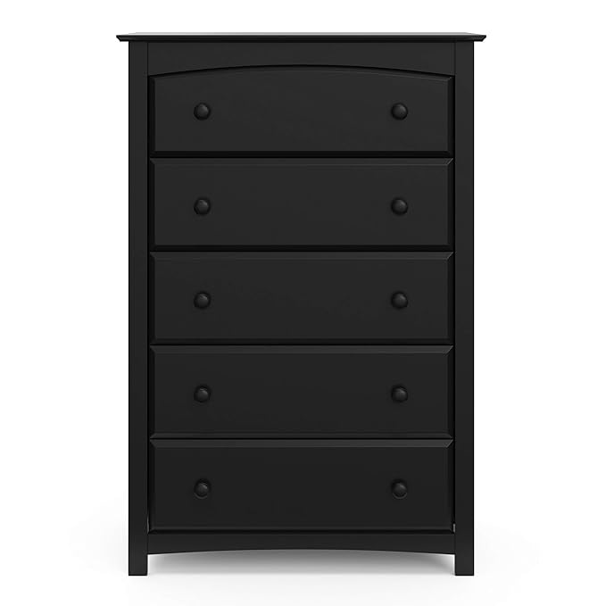 Storkcraft Kenton 5 Drawer Dresser (Black) – GREENGUARD Gold Certified, Dresser for Kids Bedroom, Includes Safety-Focused Interlocking Drawer System