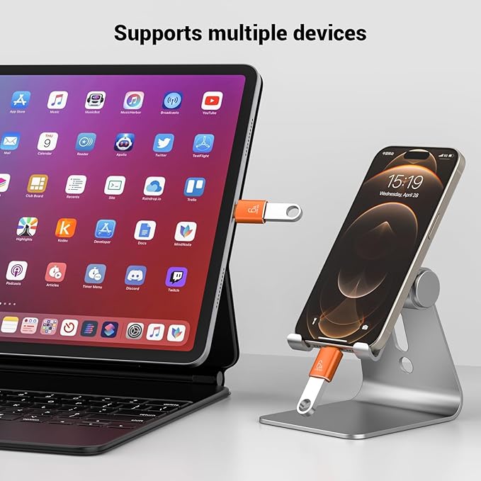 Pastall 10 Pack 10Gbps/120W USB C to USB3.1 Adapter, Orange Type C Male to USB Female Adapter for Smartphone, PC, Laptop, Tablet, Keyboard etc.